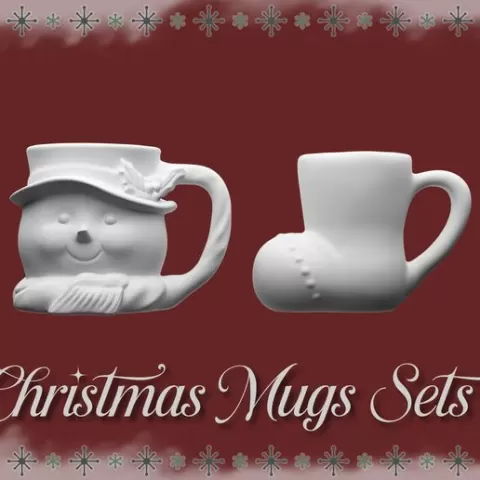 Snowman & Boot Christmas Mug Set – Festive Miniature Cups for Dollhouses and Dioramas