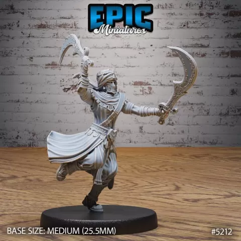 Assassin Prince Attack / Oriental Male Warrior / Desert Fighter / Dune Army / Eastern Nomad Folk / Arabic Sand Area Encounter by Epic-Miniatures
