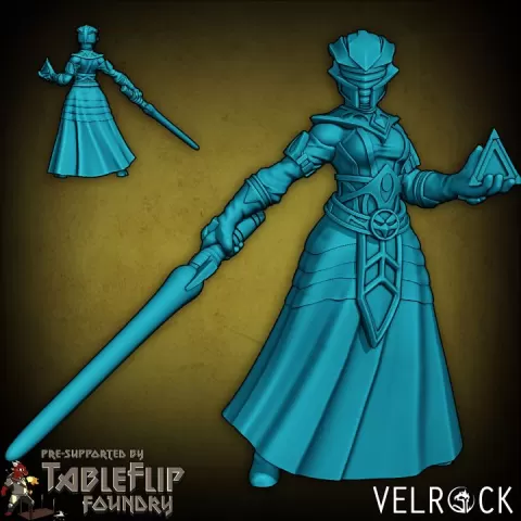 New Empire Inquisitor Sorceress, 2 Poses (PRESUPPORTED) by Velrock Art Miniatures