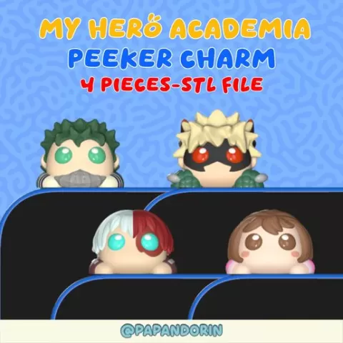 My hero academia set cute Peeker Charm (hippers) set for smartphone, tablet and kindle 4 pieces
