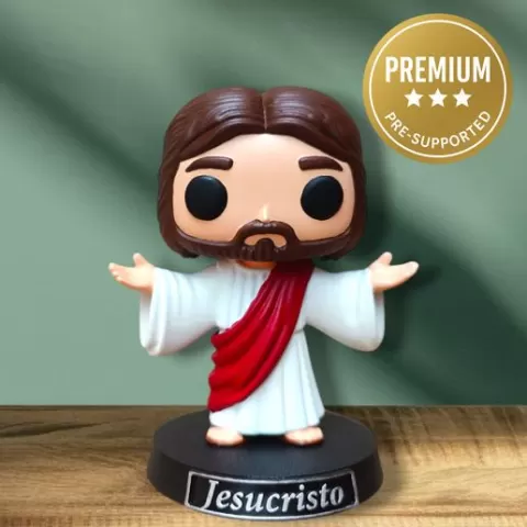 Jesus Christ - Jesucristo - Funko Style STL - Catholic 3D Print File - Statue - Pre-Supported - Religious Decor - Printable Figurine