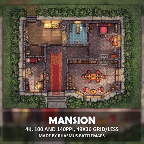 Mansion Map by Rhasmus Battlemaps