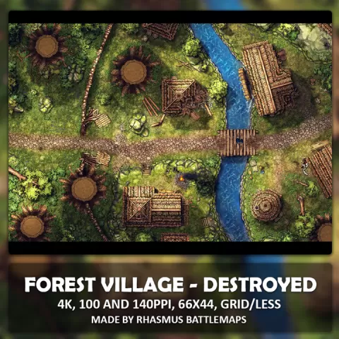 Forest Village Map - Destroyed by Rhasmus Battlemaps