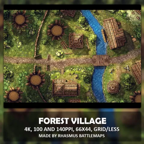 Forest Village Map by Rhasmus Battlemaps