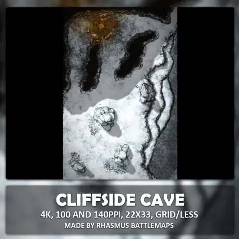 Cliffside Cave Map by Rhasmus Battlemaps