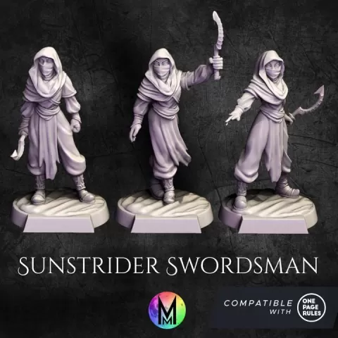 Elf swordsmen - Female Sun elf Swordsmen - ( Desert themed elf infantry set ) by Moonlight Minis- Christine Van Patten