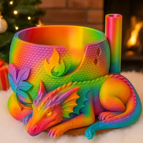 Dragon Bowl christmas Christmas - Magic bowl for yarn, snacks & decoration 3MF and STL included