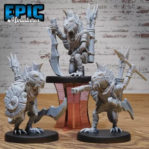 Tribal Lizard Folk Set / Reptilian Humanoid / Lizardfolk Warrior / Lizard Men Fighter / Draconic Reptile Beast by Epic-Miniatures