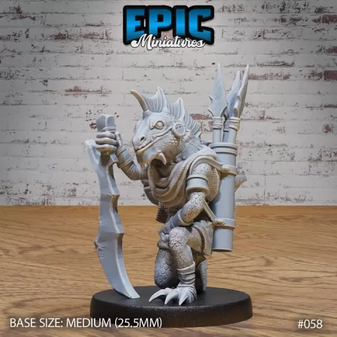 Tribal Lizard Folk Kneel / Reptilian Humanoid / Lizardfolk Warrior / Lizard Men Fighter / Draconic Reptile Beast by Epic-Miniatures