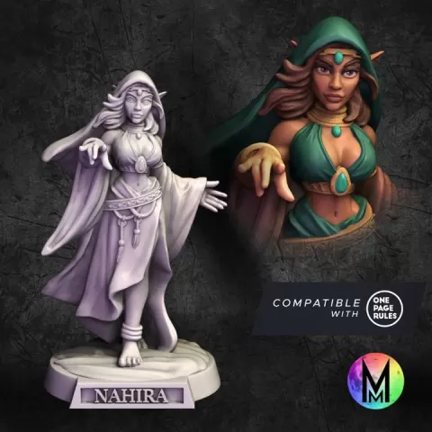 Female Elf Sorceress - Nahira the Elf Sorceress (Female Elf Sorceress or wizard ) by Moonlight Minis- Christine Van Patten