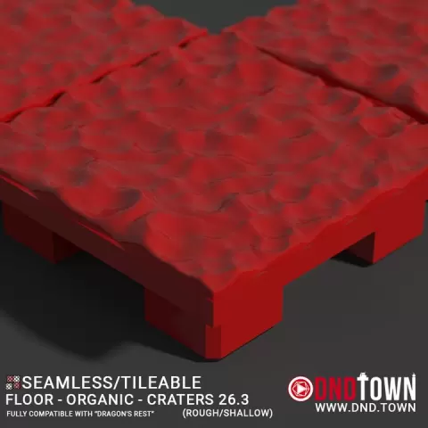 3D Modular Dungeon Tile: Floor - Organic - Craters 26.3 (ROUGH/SHALLOW) - DnD Town Minis (www.dnd.town) by TTR.Town