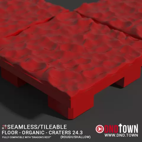 3D Modular Dungeon Tile: Floor - Organic - Craters 24.3 (ROUGH/SHALLOW) - DnD Town Minis (www.dnd.town) by TTR.Town