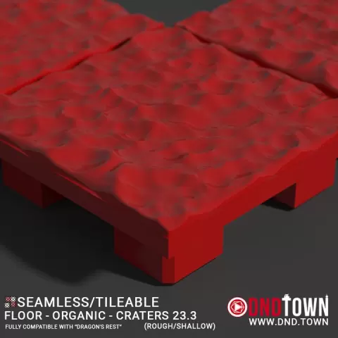 3D Modular Dungeon Tile: Floor - Organic - Craters 23.3 (ROUGH/SHALLOW) - DnD Town Minis (www.dnd.town) by TTR.Town