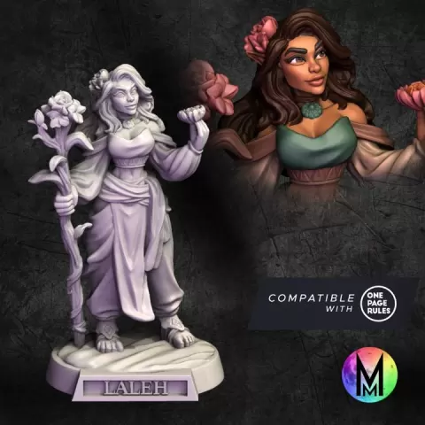 Female Elf Druid - Laleh,Elf druid ( Female Elf/ Elven Female Druid with Staff) by Moonlight Minis- Christine Van Patten