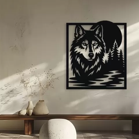 Wolf and Forest Night Wall Decor Art