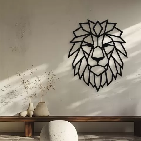 Geometric Lion Head Wall Decor Art