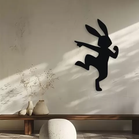 Rabbit Dancing Wall Decor Art