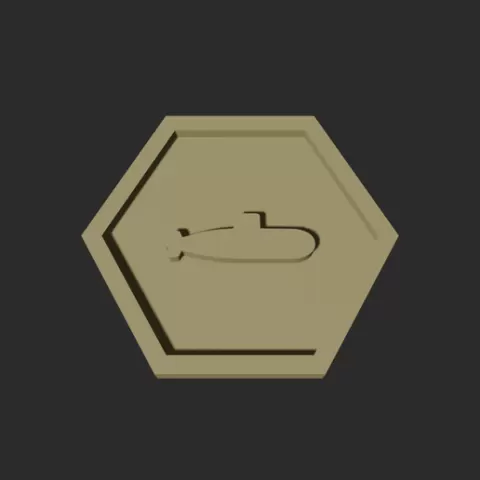 Submarine Hexagon – 3D Printable Game Token