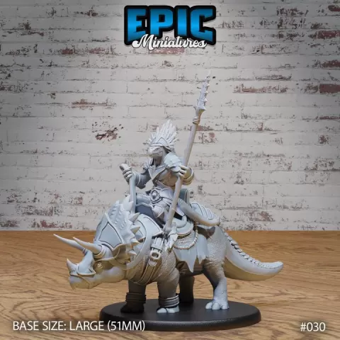 Lizard Folk Army Dino Warrior / Reptilian Humanoid / Dinosaur Rider / Lizardfolk Warrior / Lizard Men Fighter / Draconic Reptile Beast / Triceratops Creature by Epic-Miniatures