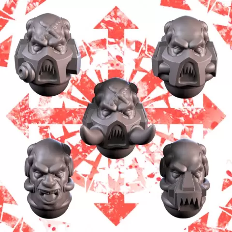 Heads with masks by Sergeant Hammer