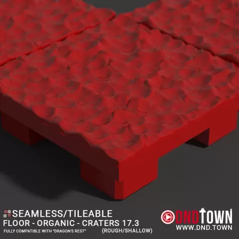 3D Modular Dungeon Tile: Floor - Organic - Craters 17.3 (ROUGH/SHALLOW) - DnD Town Minis (www.dnd.town) by TTR.Town