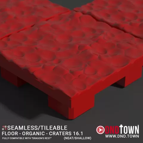 3D Modular Dungeon Tile: Floor - Organic - Craters 16.1 (NEAT/SHALLOW) - DnD Town Minis (www.dnd.town) by TTR.Town