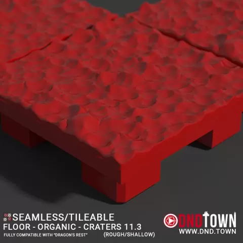 3D Modular Dungeon Tile: Floor - Organic - Craters 11.3 (ROUGH/SHALLOW) - DnD Town Minis (www.dnd.town) by TTR.Town