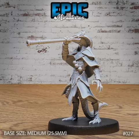 Lizard Folk Army Blowpipe / Reptilian Humanoid / Lizardfolk Warrior / Lizard Men Fighter / Reptile Beast / Draconic Folk / Dragon Servant Creature by Epic-Miniatures