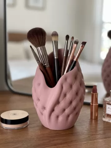 Tufted Makeup Brush Holder Cushion Vase