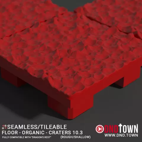 3D Modular Dungeon Tile: Floor - Organic - Craters 10.3 (ROUGH/SHALLOW) - DnD Town Minis (www.dnd.town) by TTR.Town