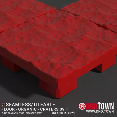 3D Modular Dungeon Tile: Floor - Organic - Craters 09.1 (NEAT/SHALLOW) - DnD Town Minis (www.dnd.town) by TTR.Town