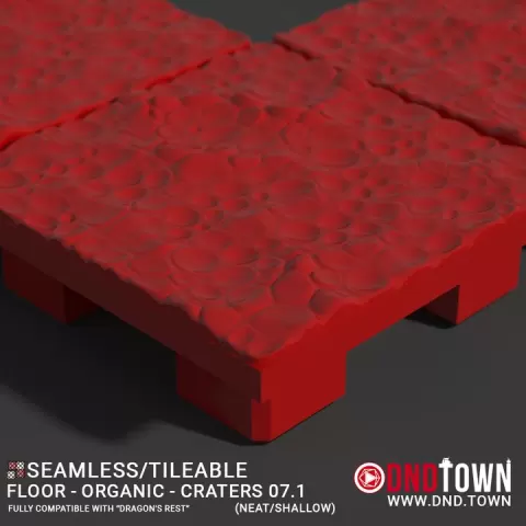 3D Modular Dungeon Tile: Floor - Organic - Craters 07.1 (NEAT/SHALLOW) - DnD Town Minis (www.dnd.town) by TTR.Town