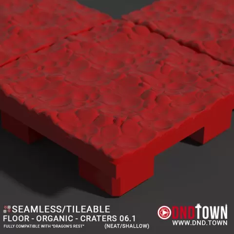 3D Modular Dungeon Tile: Floor - Organic - Craters 06.1 (NEAT/SHALLOW) - DnD Town Minis (www.dnd.town) by TTR.Town