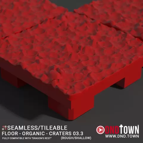 3D Modular Dungeon Tile: Floor - Organic - Craters 03.3 (ROUGH/SHALLOW) - DnD Town Minis (www.dnd.town) by TTR.Town