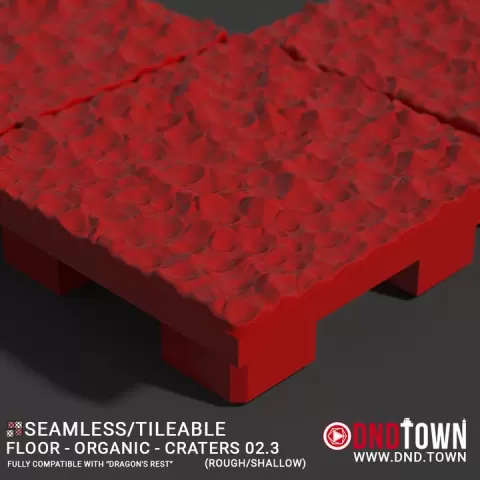 3D Modular Dungeon Tile: Floor - Organic - Craters 02.3 (ROUGH/SHALLOW) - DnD Town Minis (www.dnd.town) by TTR.Town