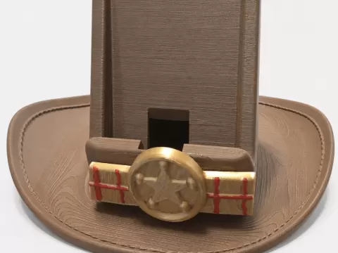 Woody cowboy hat charging dock