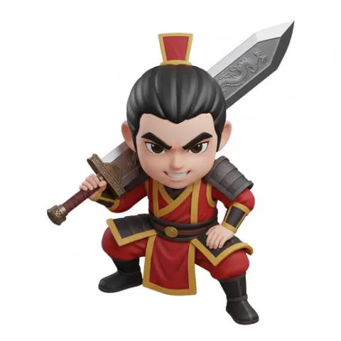Chibi Warlord Figurine 3D Model | Greatsword Eastern Warrior