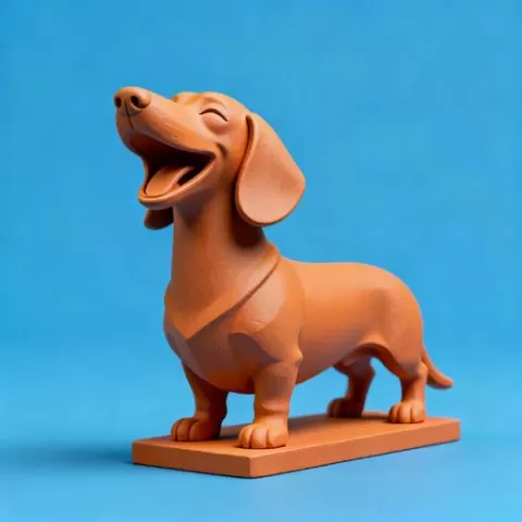 2758 Laughing Dachshund - Color 3D-Printed Statue, pug, dachshund, poodle, rooster, dog, dogue, beagle, peacock, lion, fox, bull terrier, pomeranian, galgo, wolf, doberman pinscher, newfoundland, decorative, crocodile