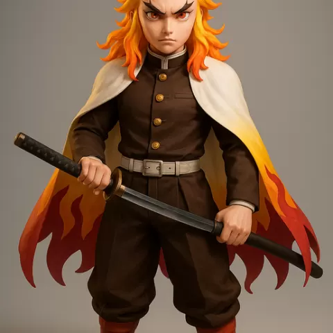 Flame Warrior – Heroic Fire-Inspired 3D Character Model for Printing
