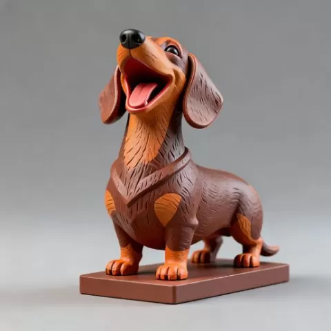 2752 Laughing Dachshund - Color 3D-Printed Statue, pug, dachshund, dachshund, poodle, rooster, dog, dogue, beagle, peacock, lion, fox, bull terrier, pomeranian, galgo, wolf, doberman pinscher, newfoundland, decorative, crocodile