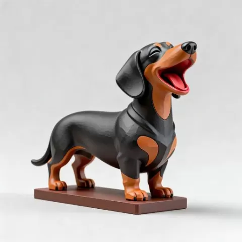 2751 Laughing Dachshund - Color 3D-Printed Statue, pug, dachshund, dachshund, poodle, rooster, dog, dogue, beagle, peacock, lion, fox, bull terrier, pomeranian, galgo, wolf, doberman pinscher, newfoundland, decorative, crocodile