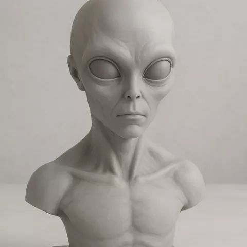 Alien Bust – Realistic Sci-Fi Head Sculpture for 3D Printing