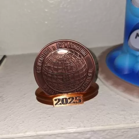 45-90 Coin Display Exact Center of the Northern Half of the Western Hemisphere