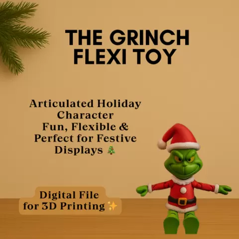Grinch Christmas Flexi Toy 3D Print Model | Articulated Fidget Toy | Festive Holiday Decor | Fun Printable STL File for Kids & Adults