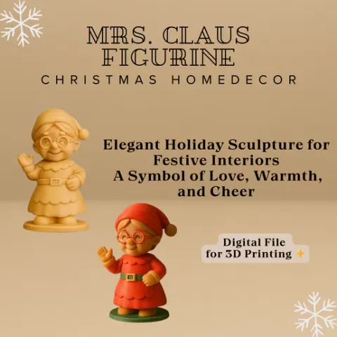 Mrs. Claus Figurine | Christmas Statue, Miniature Santa's Wife | Festive Table Decor, Christmas Village, Unique Holiday Gift