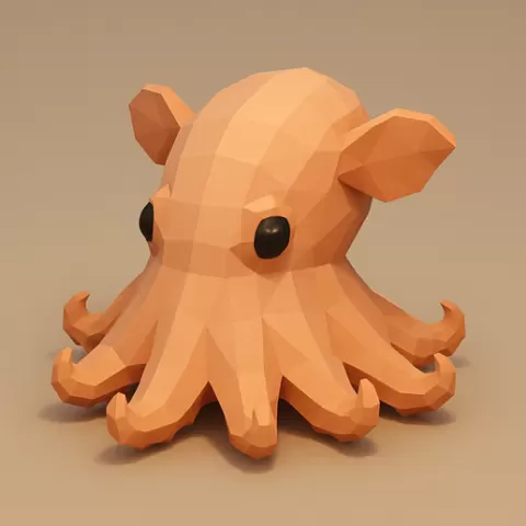 Dumbo Octopus Low Poly STL