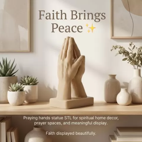 Praying Hands Statue 3D Print File – Digital STL for Home Decor, Religious Gift, Spiritual Art , Spiritual Décor and Religious Statue