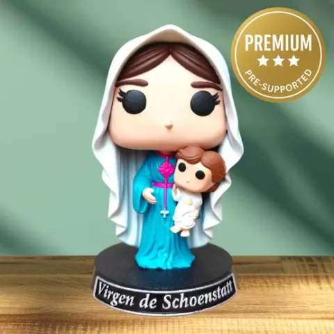 Virgin of Schoenstatt - Funko Style STL - Catholic 3D Print File - Statue - Pre-Supported - Religious Decor - Printable Figurine