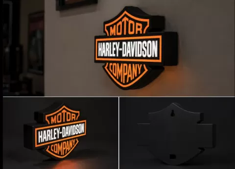 Harley Davidson LED Light Box | Multi-Color 3D Printable STL