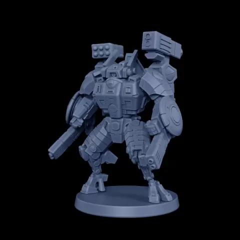 Sci-Fi High-Tech Crisis Battlesuit Modular Shoulder Missile Pods & Pulse Carbine Mecha - 32mm Heroic Scale Miniature STL by Ronald